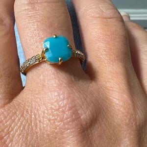 Stella & Dot Gold and Turquoise Ring size 9